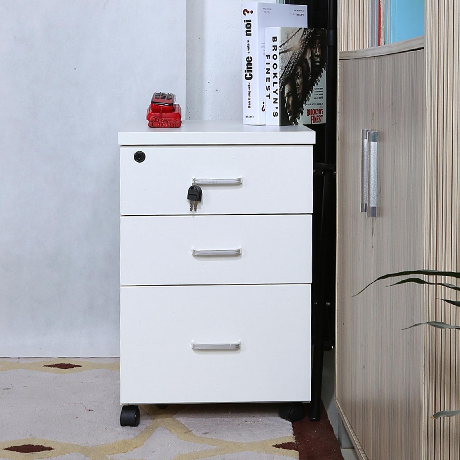 Aioneer D Mobile Office Ocument Cutter With 3 Rawers Wooden Under-Esk File Cabinet On Wheels Esk Storage Solution For Office Supplies An Documents-40 * 43 * 62Cm