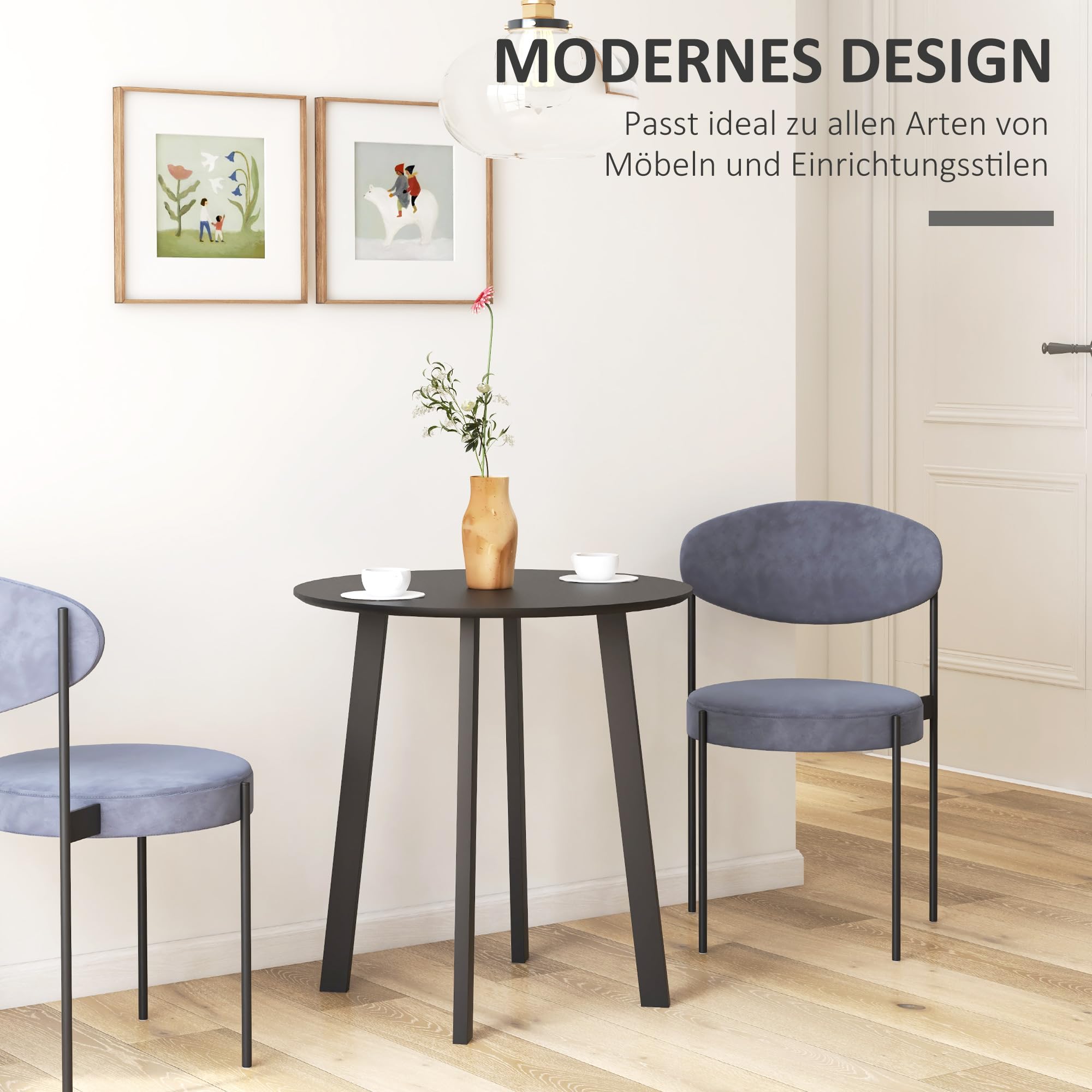 HOMCOM Eettafel voor 2 Personen, Ronde Tafelblad, Stalen Voet, Grijs, 70 x 75 cm | Netherlands HOMCOM Eettafel voor 2 Personen, Ronde Tafelblad, Stalen Voet, Grijs, 70 x 75 cm | Netherlands