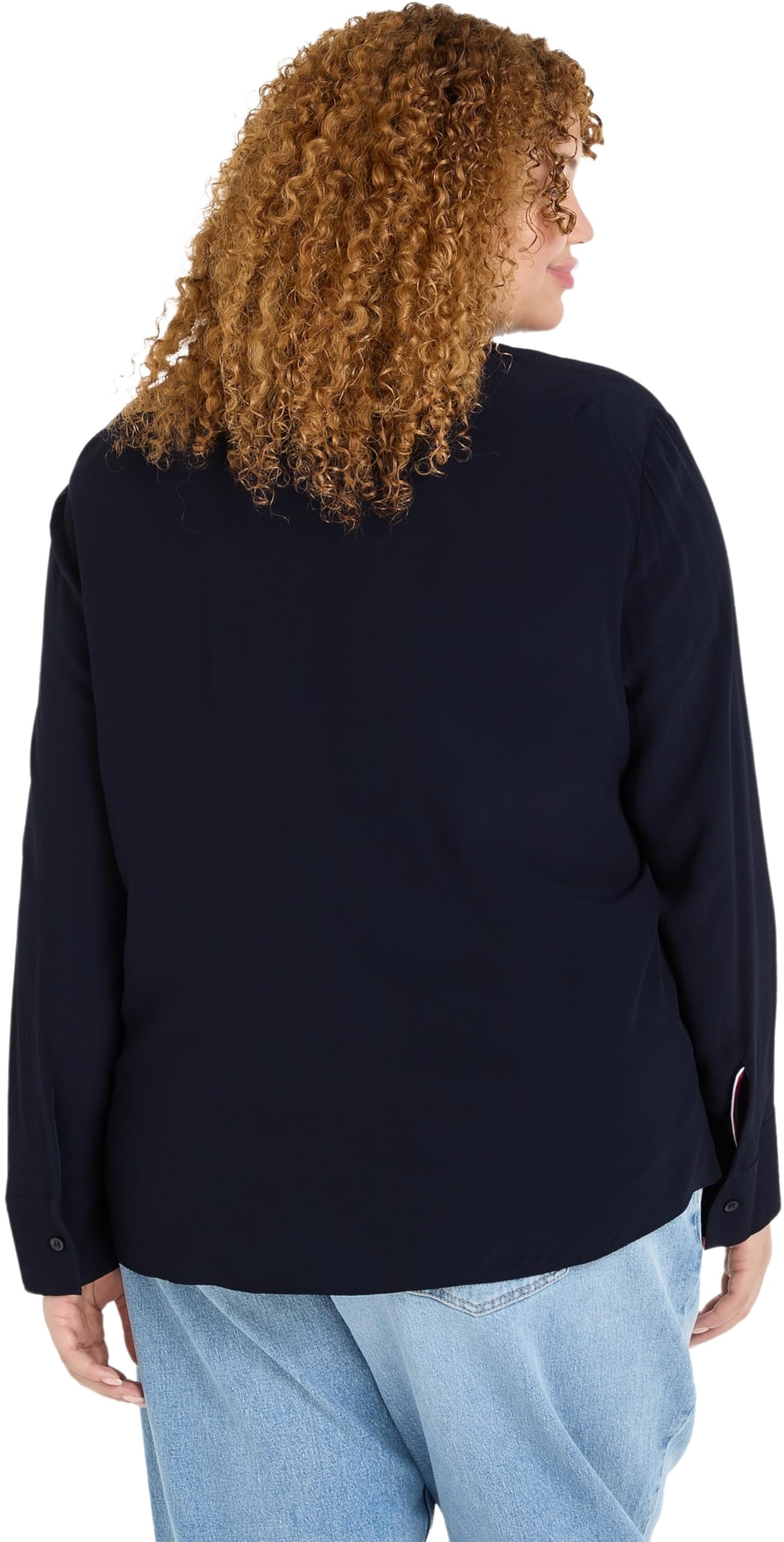 Tommy Hilfiger Blusa para Mujer Viscose Crepe Blouse con Cuello de Pico