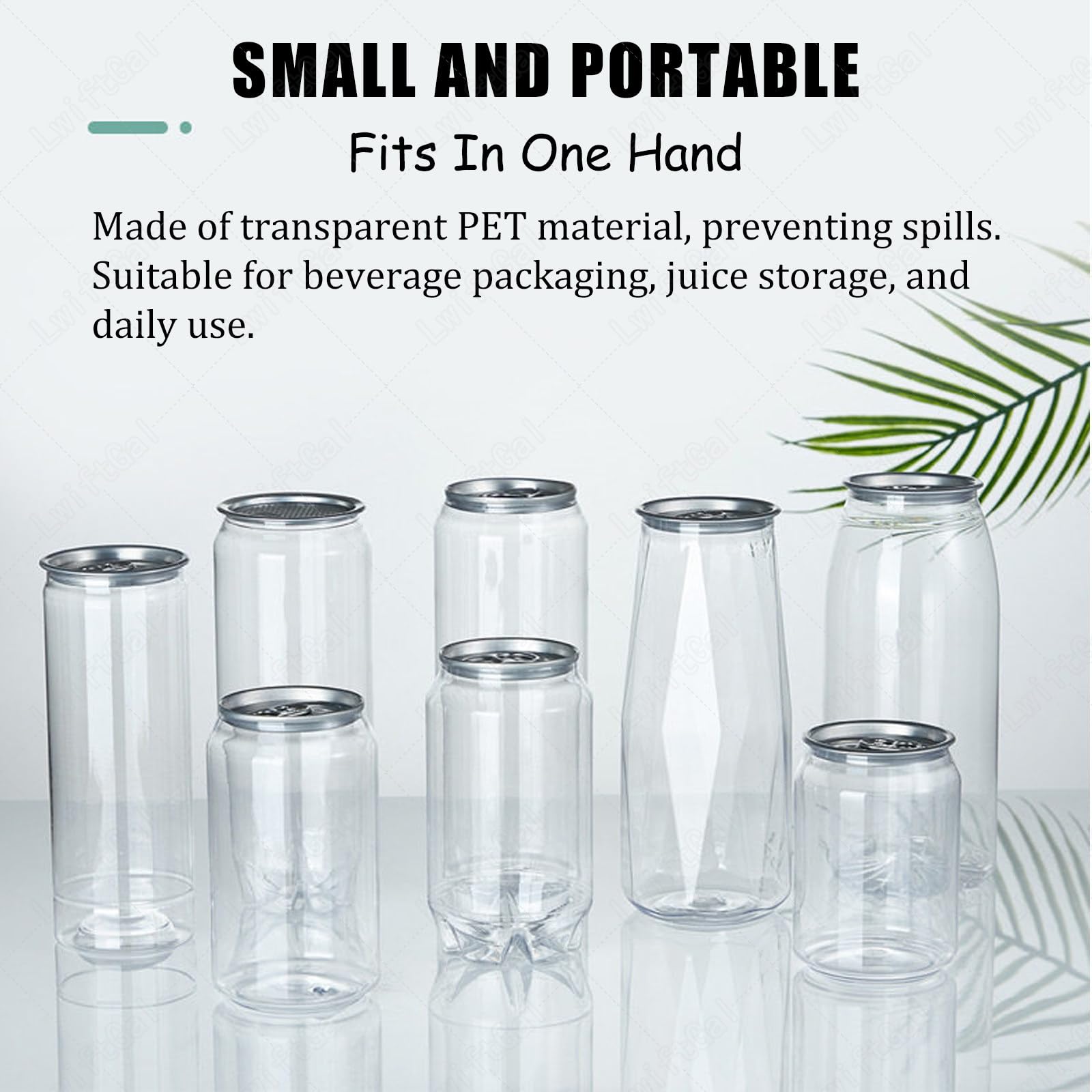 Bouteilles vides en plastique pour scellage de canettes, 55 mm, conteneurs de jus et smoothies, usage commercial, convient pour différents types de liquides