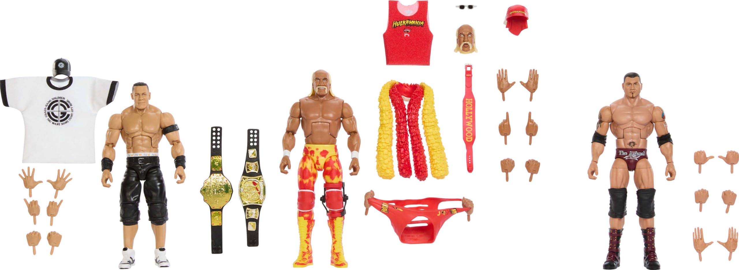 Mattel WWE John Cena Hulk Hogan And Batista The Changing Of The Guard 3 Pack Monday Night Raw Elite Collection Series Wrestling Action Figure Toy Wrestlers