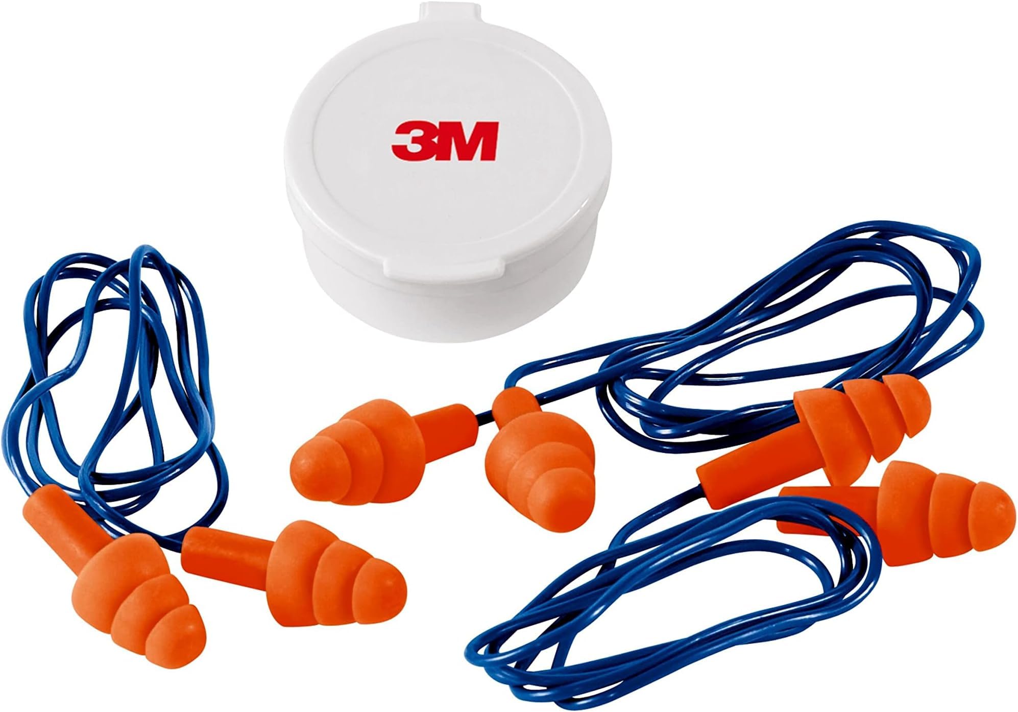 3M Corded Reusable Earplugs,Noise Reduction Rating (NRR) 25 dB,Easy to Use &amp; Insert,Pliable &amp; Tri-Flange Design Enhances Comfort-&amp; Fit,Orange Ear Plugs (90716H3-DC),3 Count (Pack of 10)