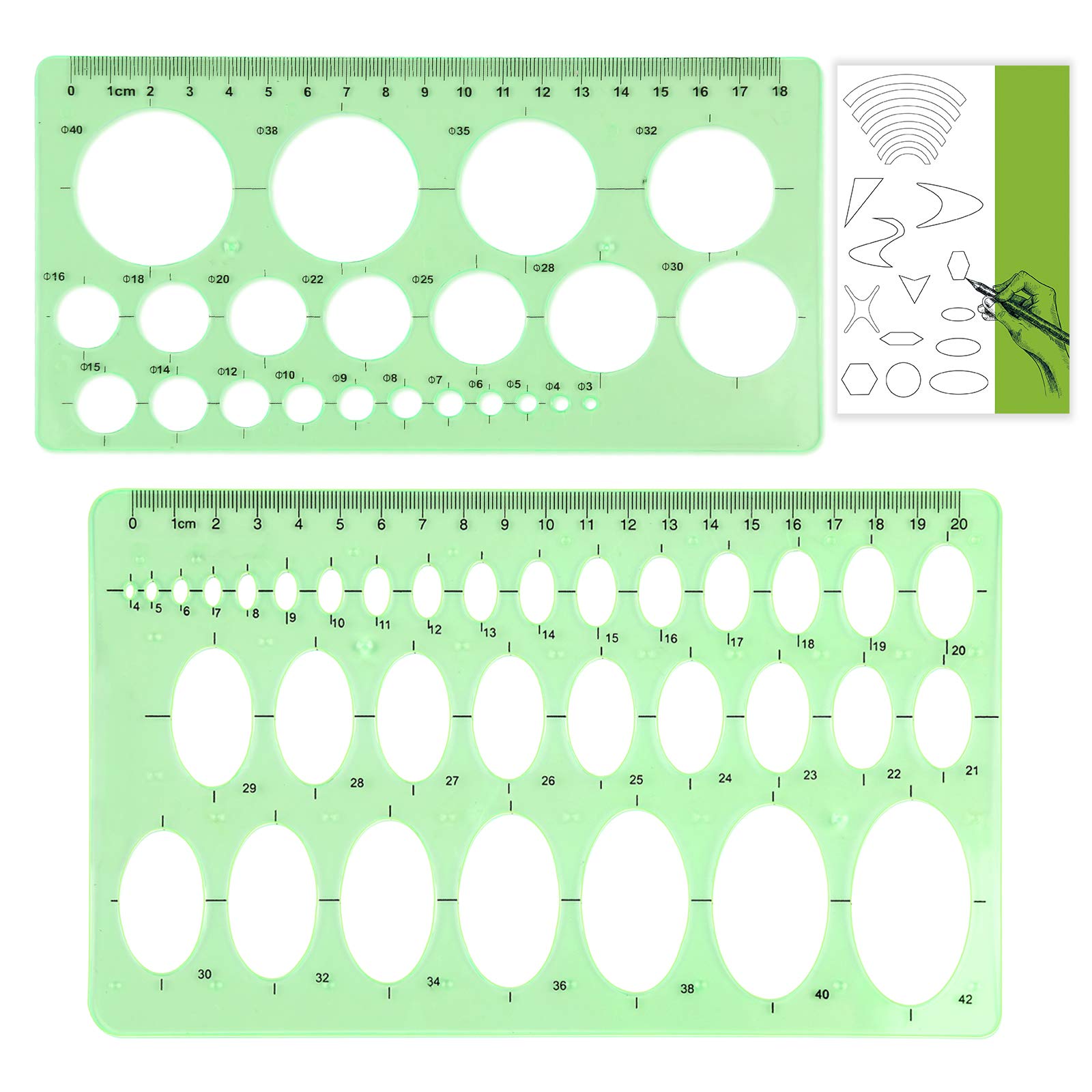 Circle Templates Measuring Geometry Ruler Plastic Geometric Drawing Painting Stencils Scale Drafting Tools Shape Stencils Drawing Set for School and Office, Building Formwork, Drawings Drafting