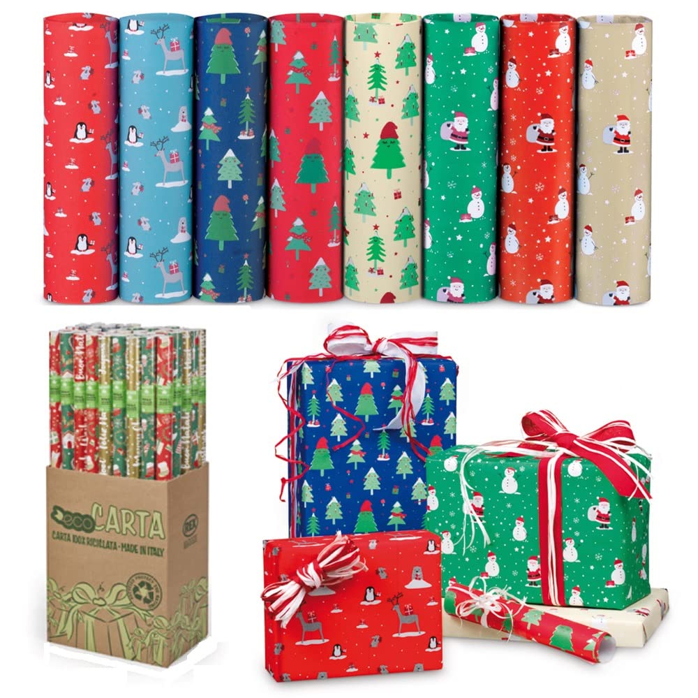 Pack 50 rollos de papel para regalo navidad en expositor