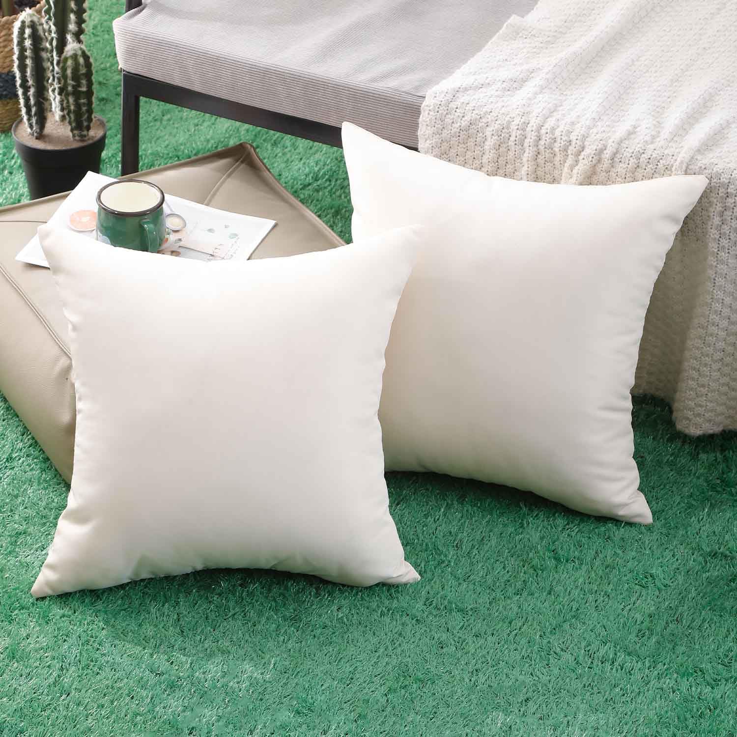 Housses Coussin 40x40 cm Extérieur Imperméable Beige Taies d'oreiller Printemps Été Decoration Canapé Housse de Coussin Décoratif pour Salon de Jardin Patio Chambre Maison Décor Lot de 2 - 3