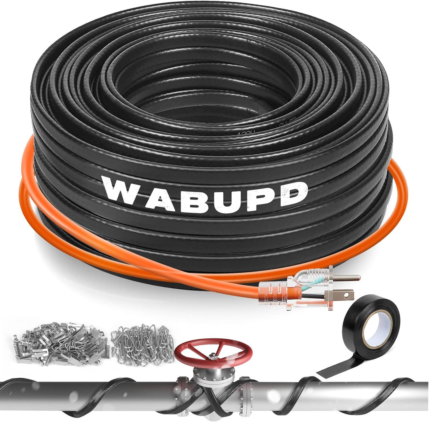 3FT-200FT Heat Tape for Water Pipes, -40°F Deicing Pipe Heat Cable,Electric Heating Cable Pipe,Frezze Protection for Heat Trace Cable for Metal, Plastic Home Pipes,Gutter,120V 5W/ft（50FT）