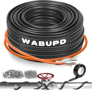 3FT-200FT Heat Tape for Water Pipes, -40°F Deicing Pipe Heat Cable,Electric Heating Cable Pipe,Frezze Protection for Heat Trace Cable for Metal, Plastic Home Pipes,Gutter,120V 5W/ft(80FT)