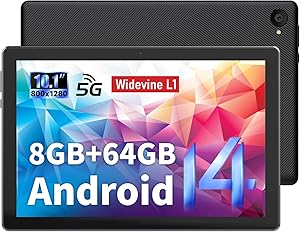 Tablet 10 Inches – HotLight Tablet Android 14 8GB RAM+64GB ROM(1TB TF), 1280 x 800 FHD IPS, 8MP+5MP Camera, 5000mAh Batter…