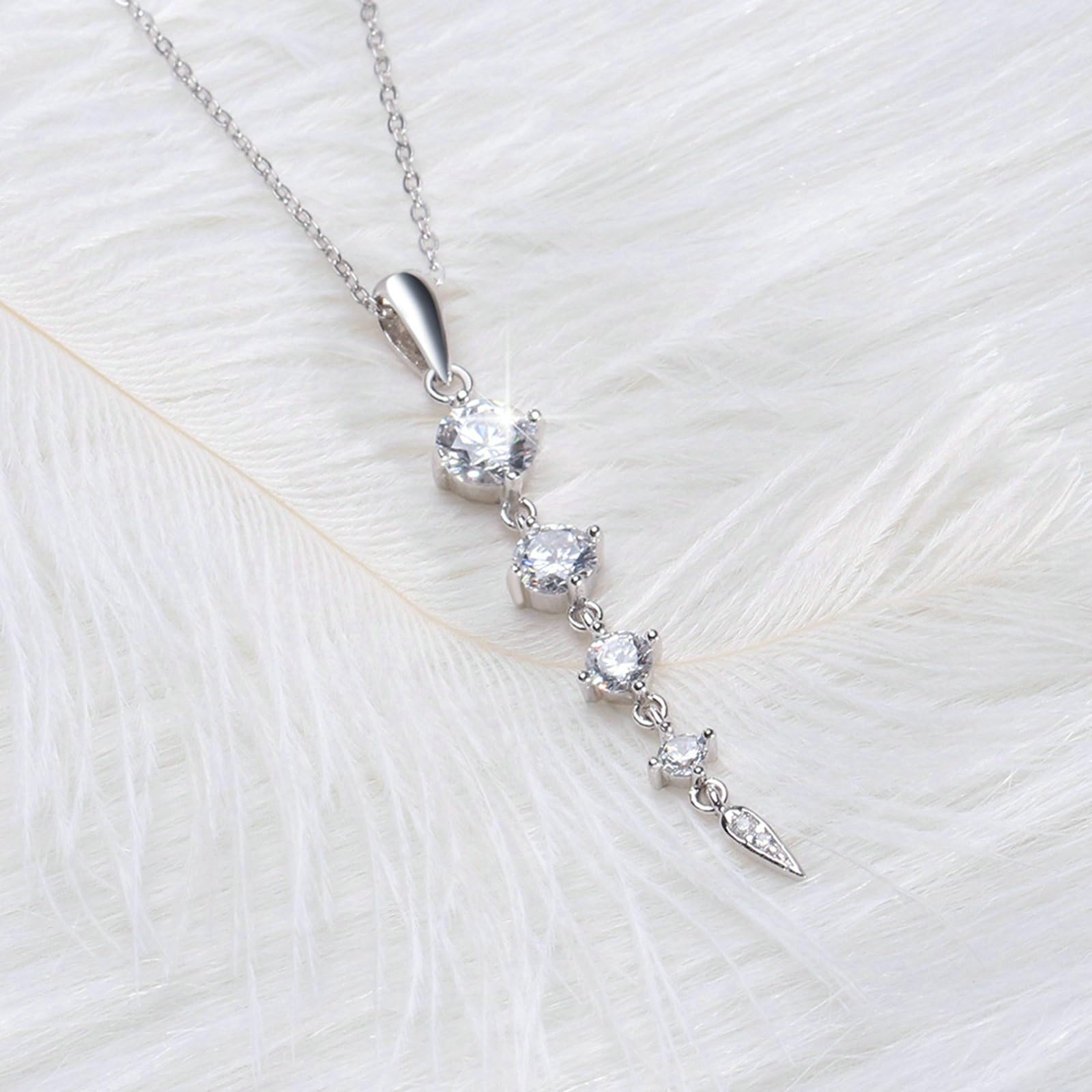 Collana con Ciondolo Donna in Argento Argento Collana Pendente Ciondolo Geometrico Zirconia Cubica