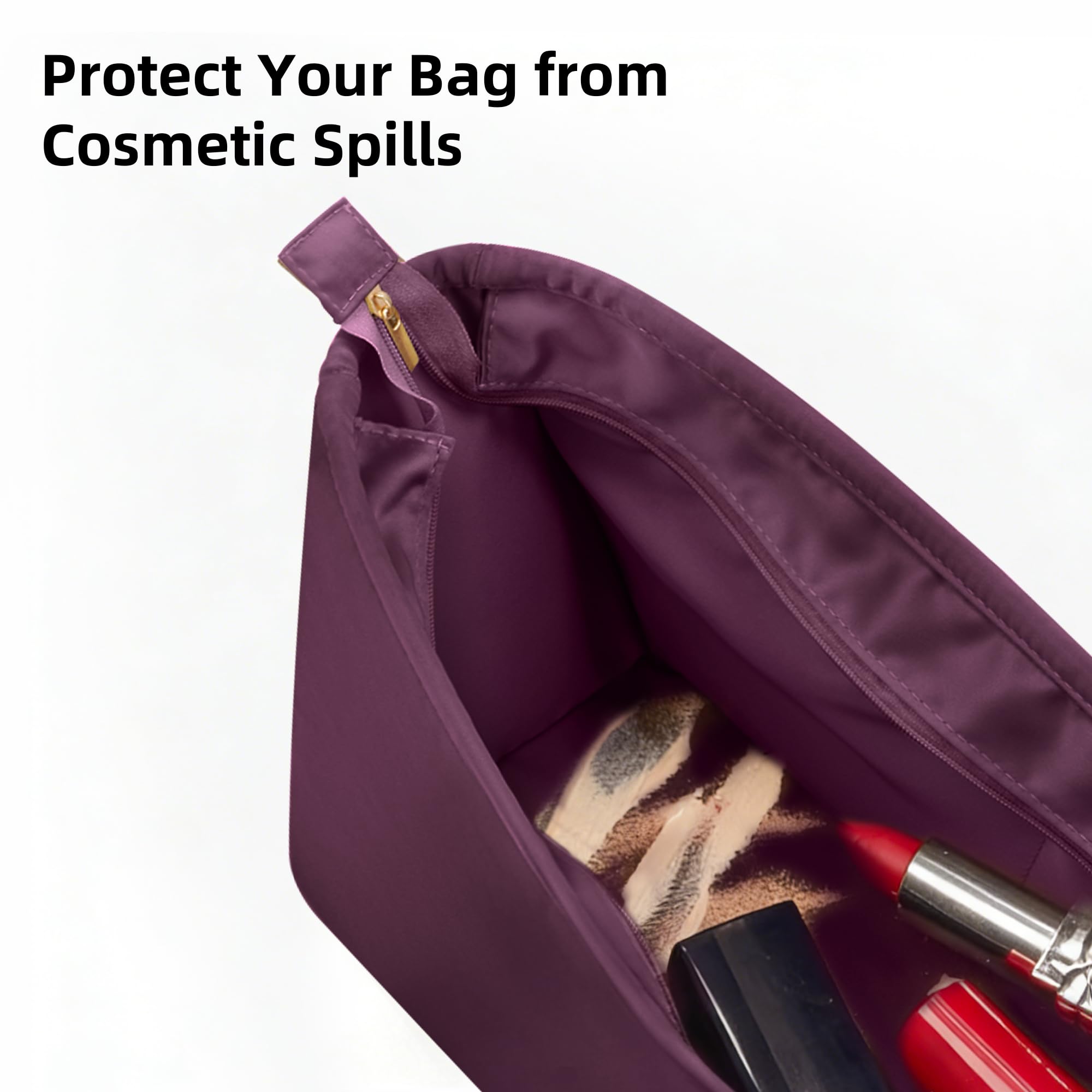 DGAZ Organizador de bolso de satén para Carryall BB/PM/MM – con cierre superior de cremallera, inserto interior ligero y suave, con protección completa (Cassis, BB)