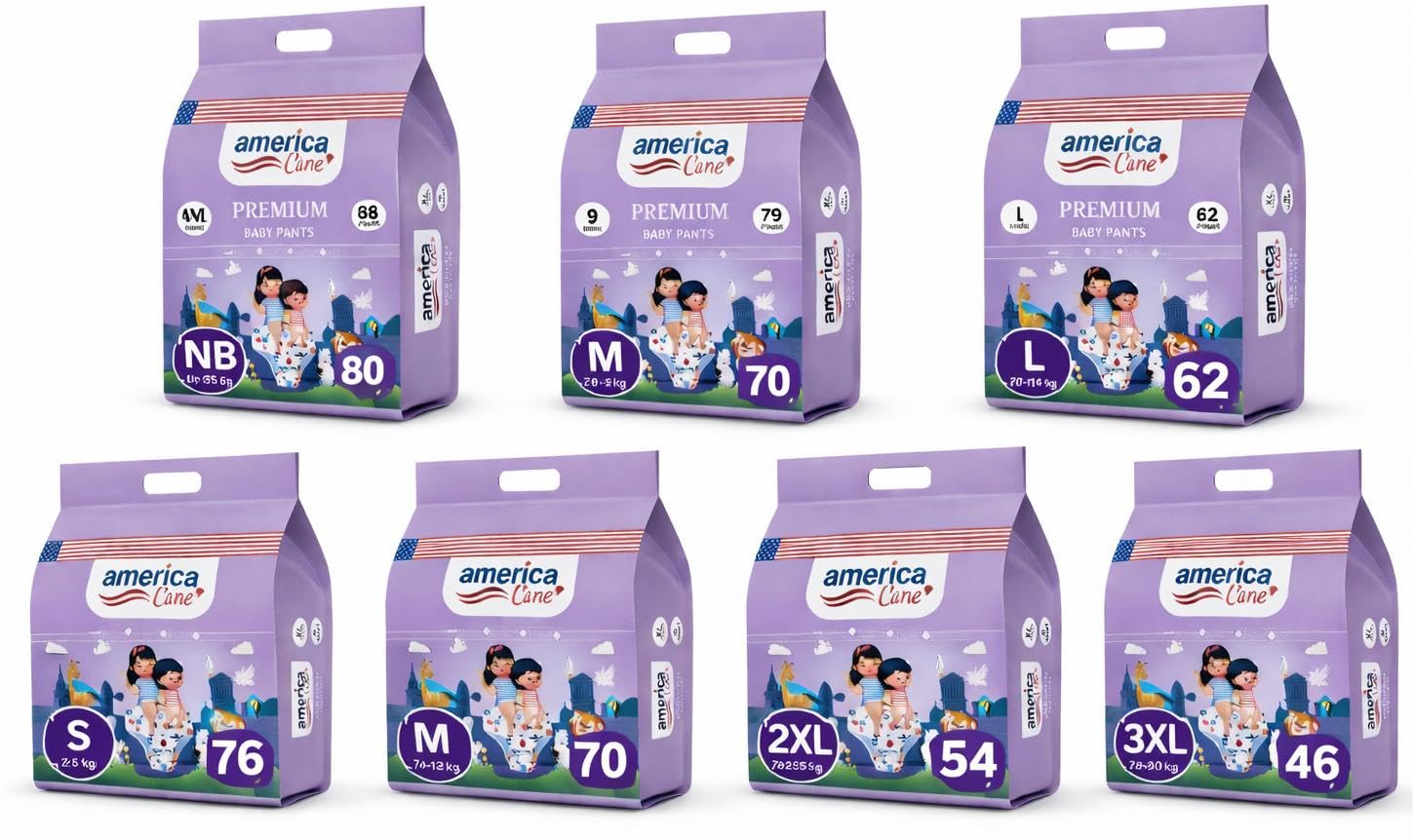 3XL, 2XL Free Size (92 Pcs) Baby Diaper Pants-image-48
