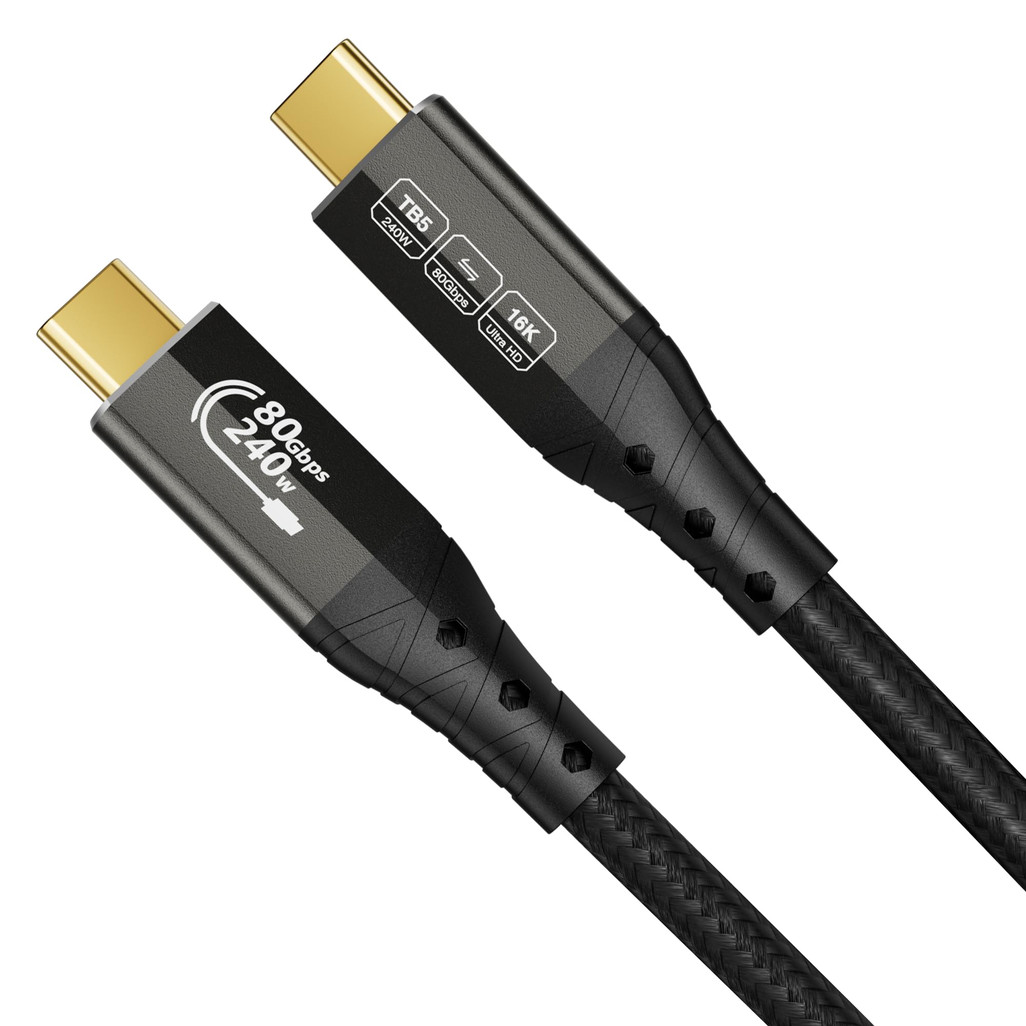 ZIKNYDO Cavo USB 4 per Thunderbolt 5, trasferimento dati USB C 80Gbps, larghezza di banda 120Gbps per display 16K/Dual 8K, carico PD3.1 240W-0,5m, per Thunderbolt 4, SSD, MacBook M4 Pro/Max, eGPU