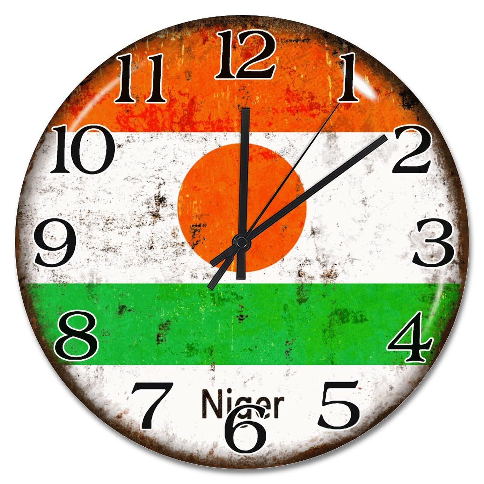 Horloge murale drapeau Niger grande taille à piles, un cadeau décoratif unique