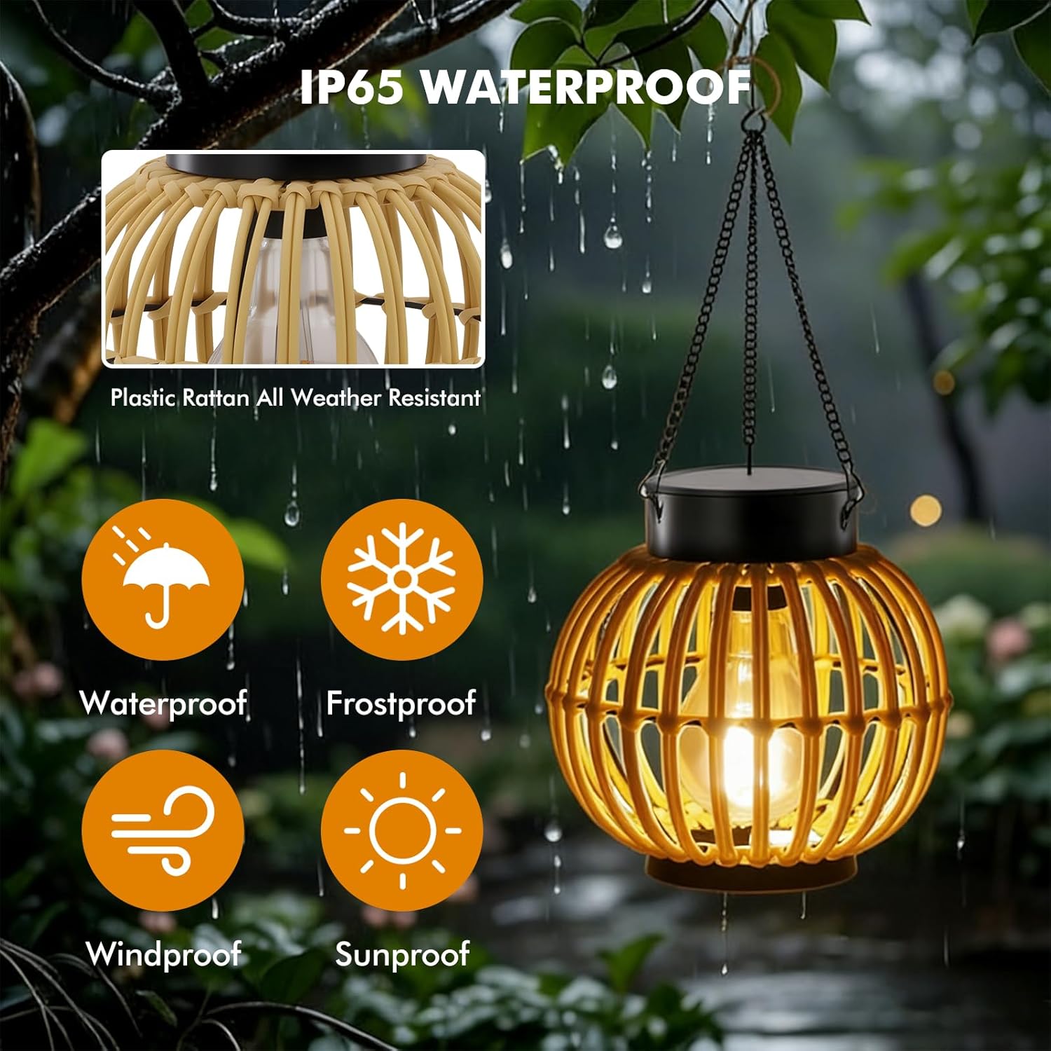 Solar Lanterns Outdoor Lights Waterproof -2 Pack Hanging Hand-Woven Lanterns, Garden Decor Gifts, Outdoor Solar Table Lamp Camping Lights, Garden, Yard, Porch, Patio Balcony, Backyard Outdoor Decor