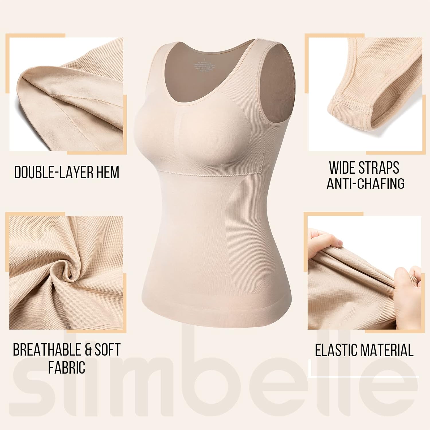 SLIMBELLE Camisole Tops for Women Tummy Control Shapewear Tank Tops with Built in Bra Body Shaper - Image 3