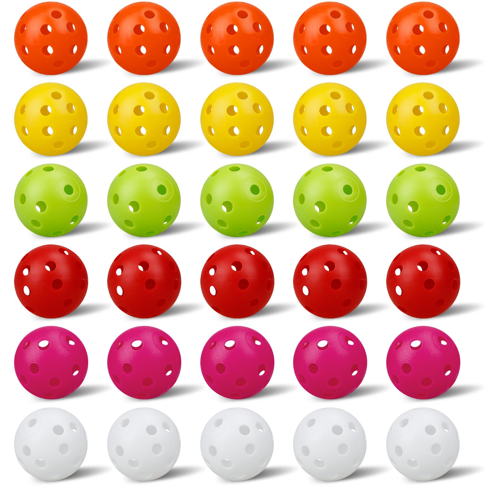 kahuayi Practice Golf Balls 30 Pack Plastic Golf Balls Golf Training or Driving Range, Swing Practice, Home Pool Balls Multicolor