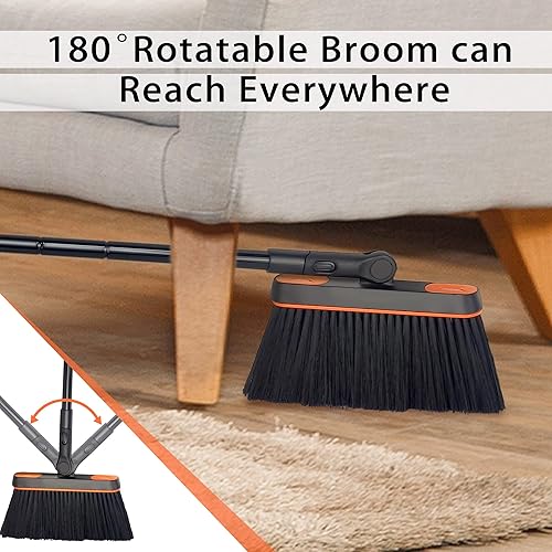 Miniatura 4 de JEHONN Barredora de piso de alfombra con crin de caballo, escoba y recogedor para el hogar