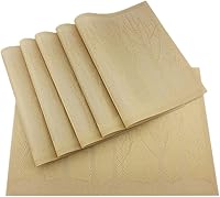 Vista 27 de Gugrida Juego de 6 manteles individuales de PVC, juego de 6 manteles individuales de PVC, color natural (6 piezas, hojas rojas)