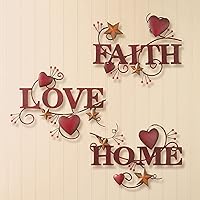 Vista 2 de Collections Etc Red Home, Love and Faith Metal Wall Art - Set of 3