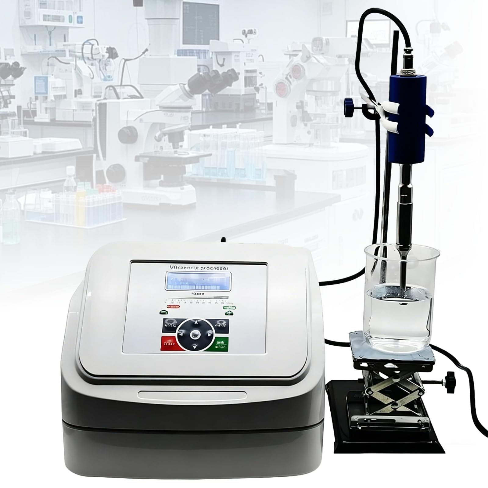 ZHENYUWANG Ultrasonic homogenizer, ultrasonic homogenizer, with digital control and on/off timer, used for liquid emulsification and uniform dispersion 6mmprobe