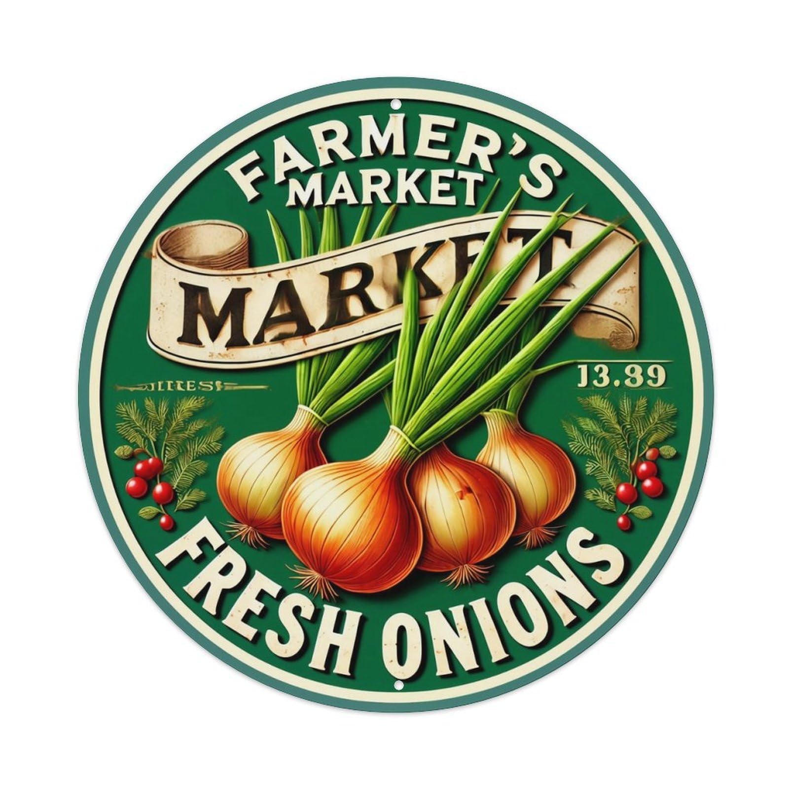 Jdyansheng Vintage Fresh Onions Farmer Market Label Tin Sign Metal Poster Metal Signs For Home Man Cave Bar Cafe Kitchen Laundry Room Wall Decorations 8X8 Inches