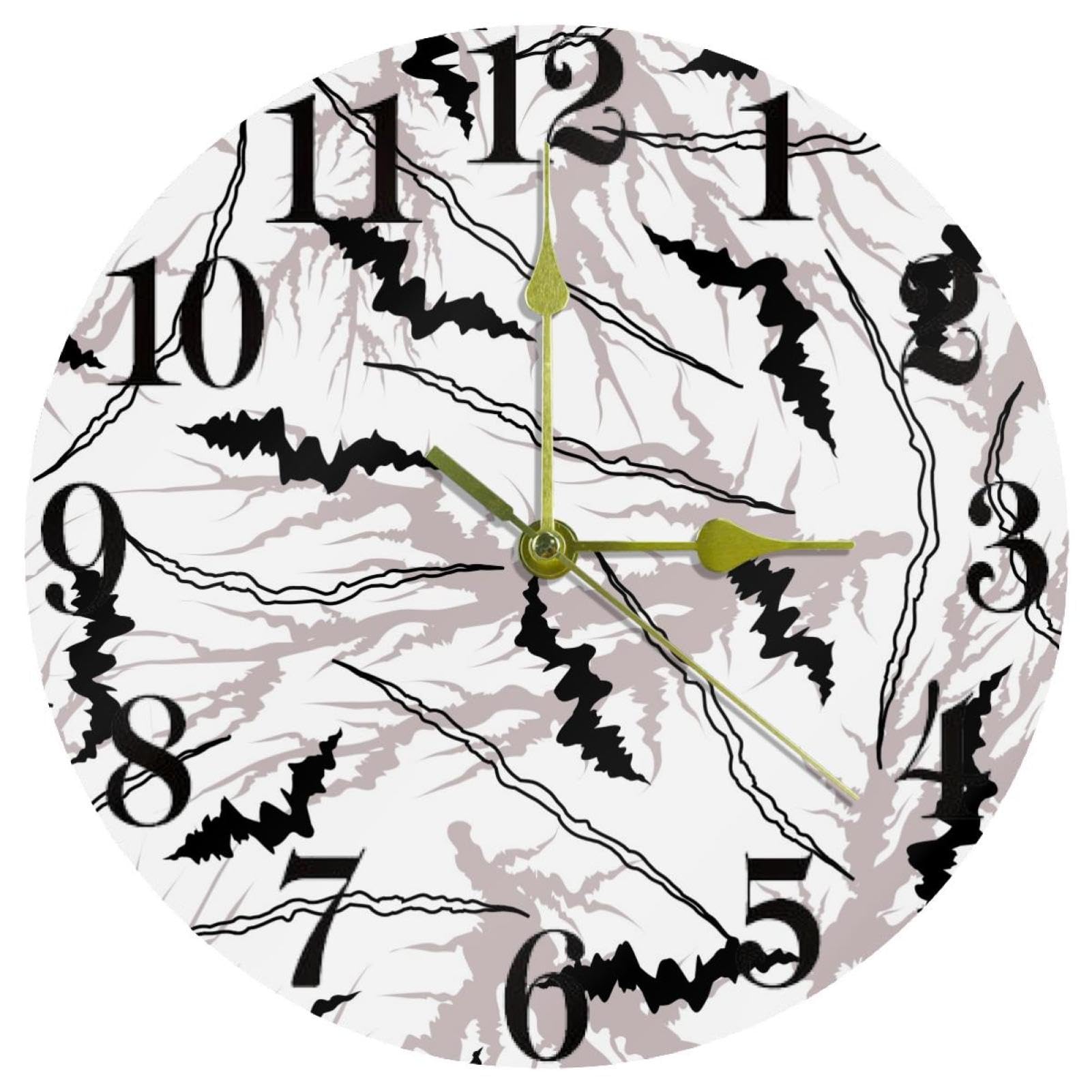 Horloge murale ronde à quartz noire et silencieuse pour le bureau