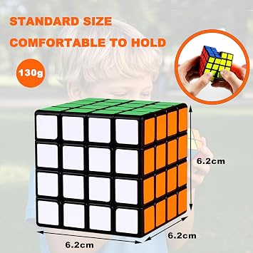 Speed Cube 4x4x4,62mm Magic Cube,Professional, Smooth, and Fault-tolerant,Classic Brain Teasers,Party Bag Fillers, Party Favours,Competitive training for adults and children
