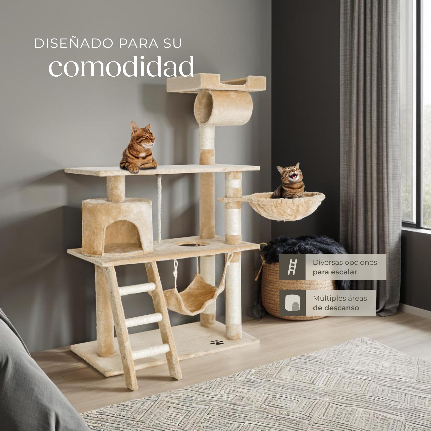 Torre para gatos y centro de actividades TecTake de 141 cm