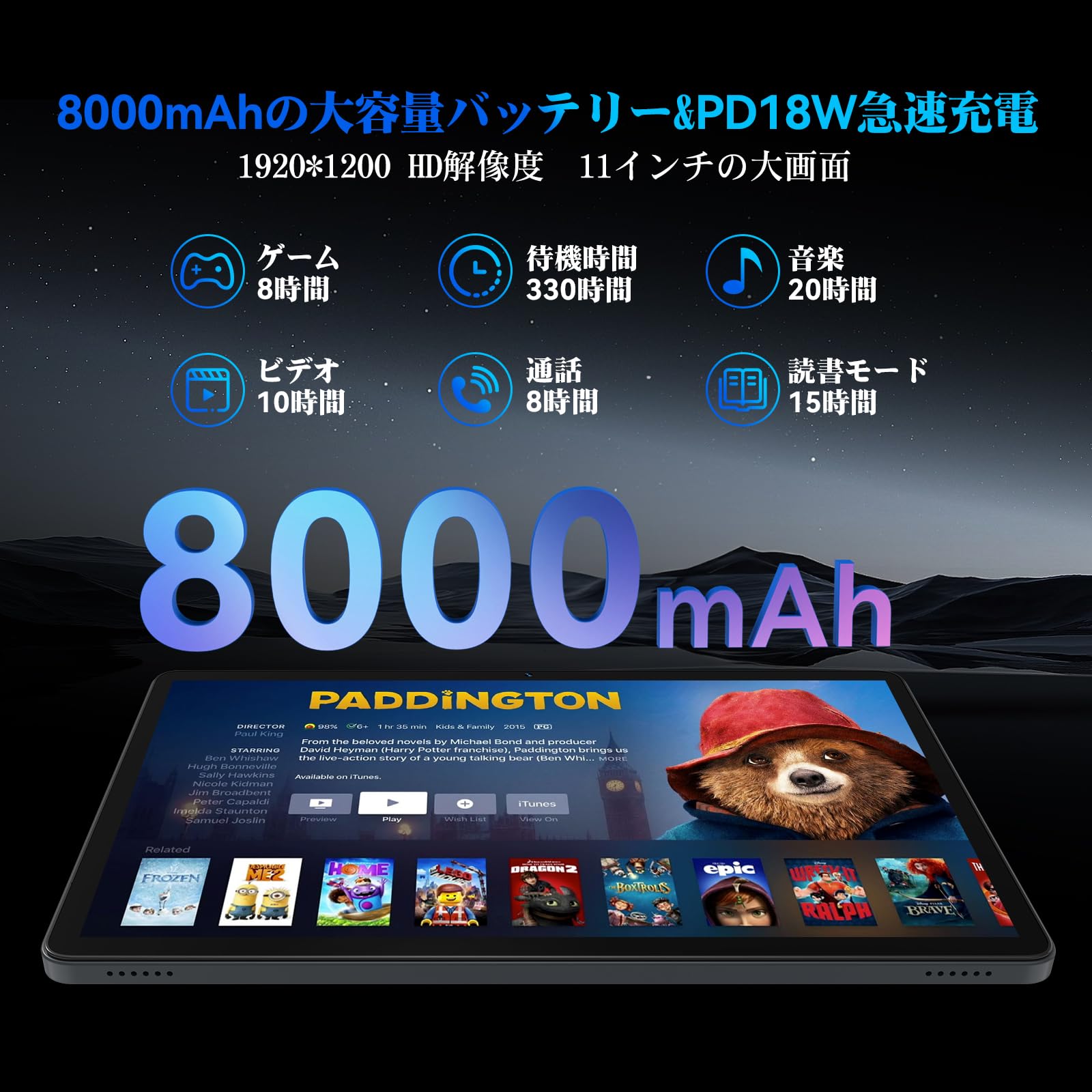 Amazon.co.jp: 【タブレット 11インチ FHD大画面】Android16 4G LTE