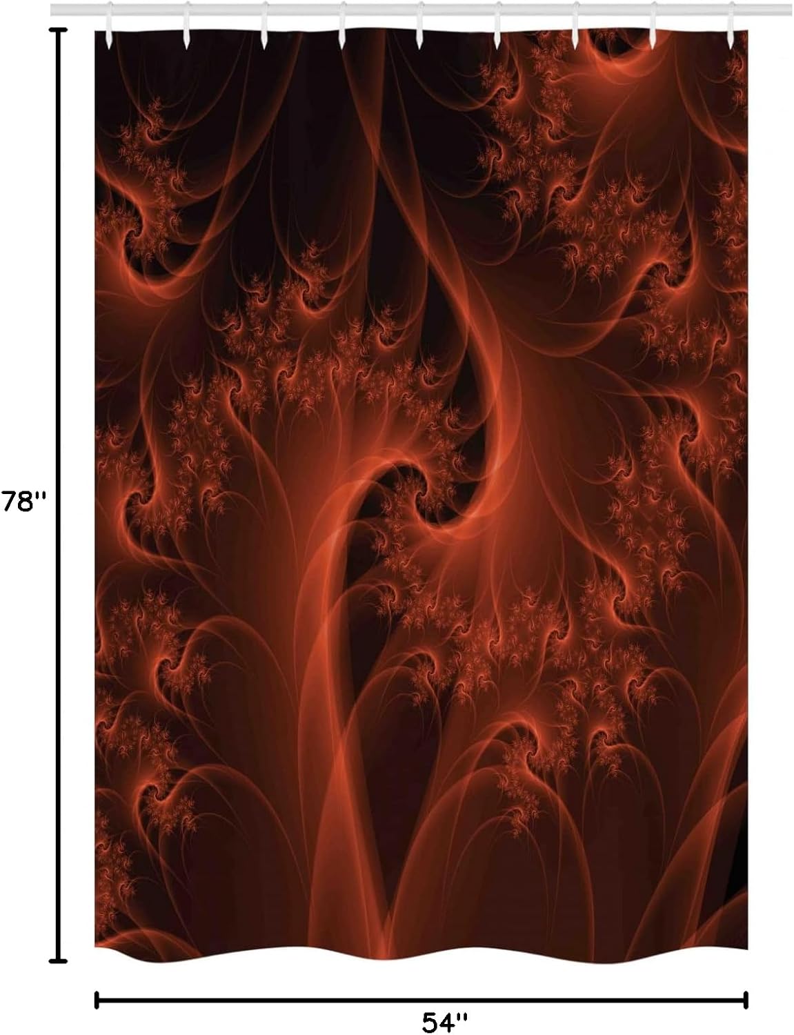 Ambesonne Burnt Burnt Orange Stall Shower Curtain, Digital Fractal Image with Swirling Turning Moving Floral Lines Modern Graphic, Fabric Bathroom Decor Set with Hooks, 54" W x 78" L, Burnt Orange