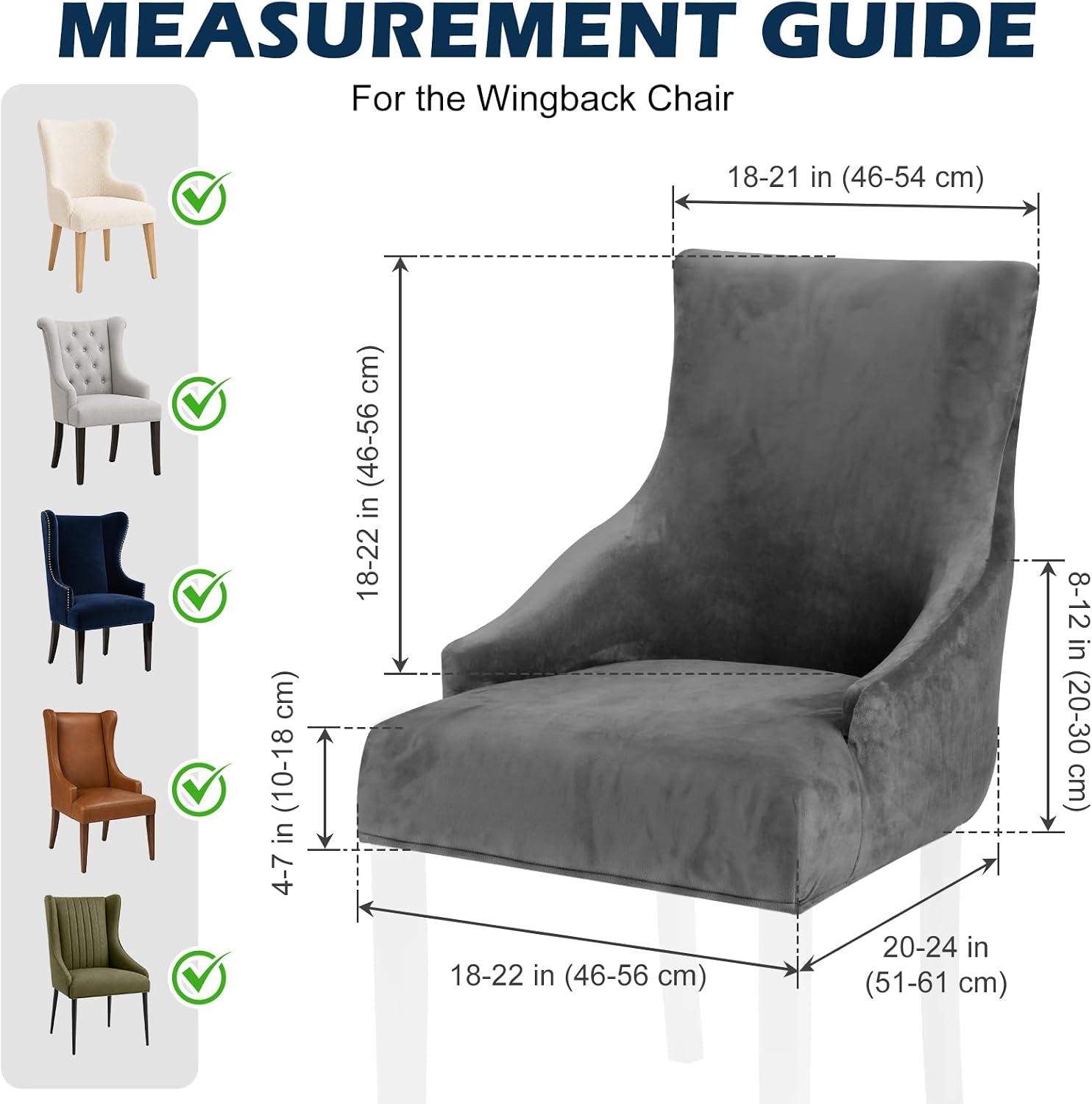 Velvet Wingback Dining Chair Covers Soft Skin-friendly Wingback Chair Cover