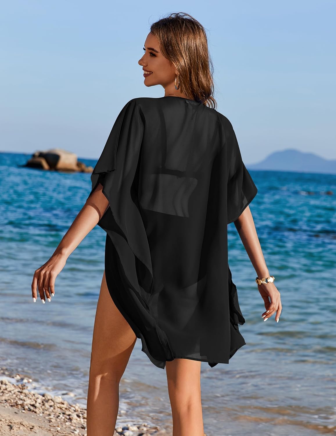 AI'MAGE Bathing Suit Cover Up for Women Chiffon Beach Coverup Sheer Summer Kimono Cardigan for Swimsuit S-XXL - Image 5