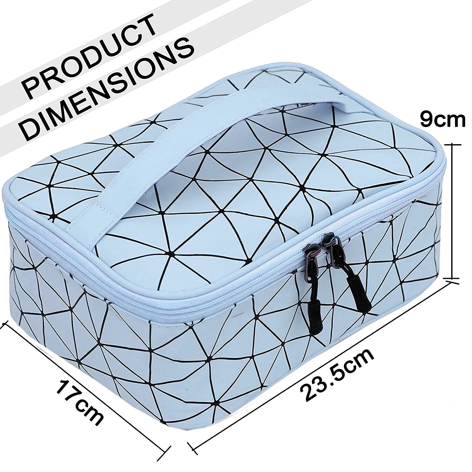 FASTUNBOX (LABEL) Women Travel Cosmetic Make up Organizer Toiletry kit Bag Brush Make up Storage Organizer Cosmetic Bag with Diamond Style (Sky Blue) 1