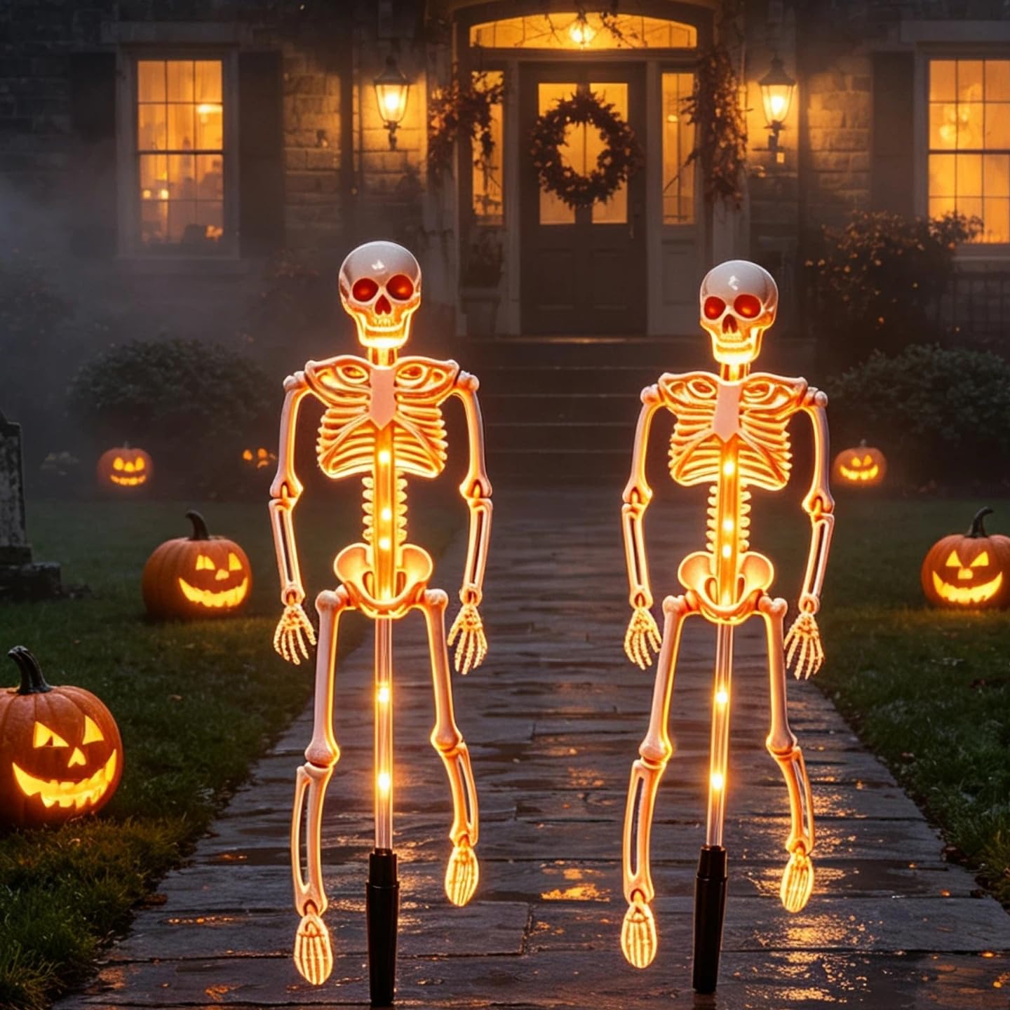 Solar Skeleton Yard Stake Halloween Decorations Outdoor Party Illuminated