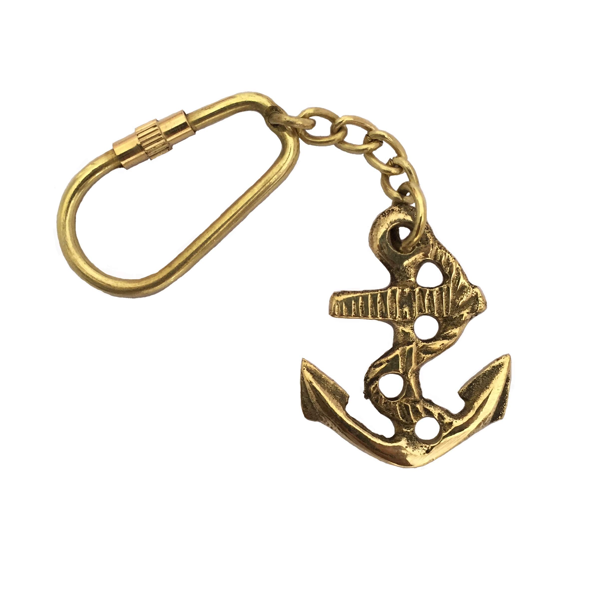 Nautical Brass Anchor Rope Keychain-image-37