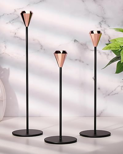 Yoption Juego de 3 portavelas cónicos, portavelas decorativo para decoración de bodas, comedores, fiestas, manteles, se adapta a velas de 34