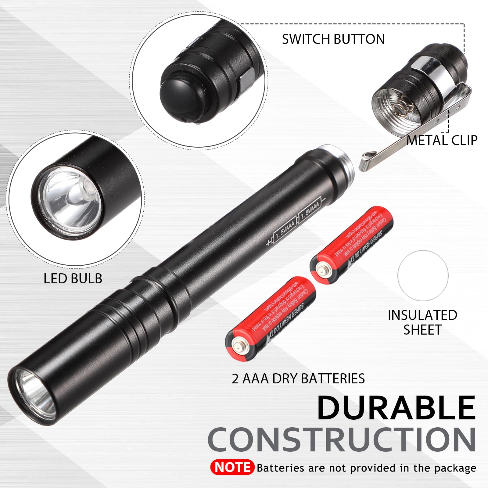 Rossesay Paquete de 24 linternas de luz púrpura UV a granel, luz UV de 395 nm con clip, mini linterna ultravioleta para fugas, orina de mascotas, inspección de hotel, detector de manchas secas y tinte