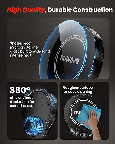 Miniatura 8 de Nuwave Diamante de placa de inducción portátil con sonda, quemador avanzado de encimera, 91 temperaturas de 100 F a 500 F, vidrio de cerámica a