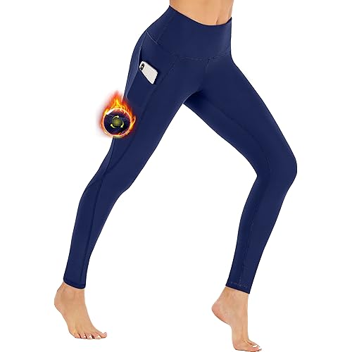 Ewedoos Fleece Lined Leggings with Pockets for Women - Thermal Warm Workout Winter Leggings for Women Yoga Pants for Women