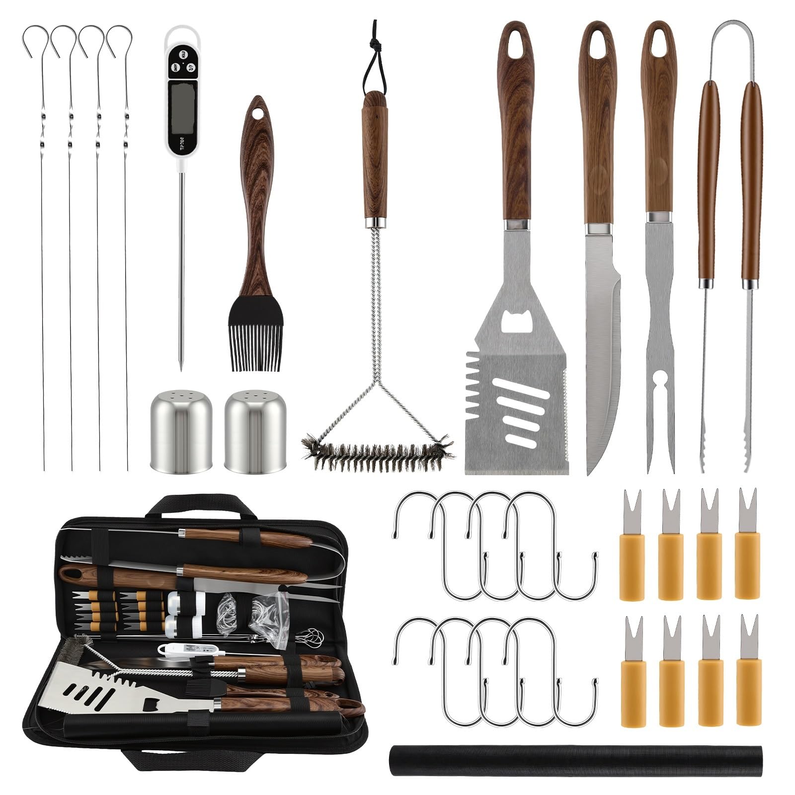 Set di strumenti for grigliare da 31 pezzi Kit accessori for barbecue for carichi pesanti + Tappetino for griglia con custodia