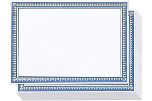 50 Pack Award Certificate Paper with Blue Border 8.5 x 11 Inches...