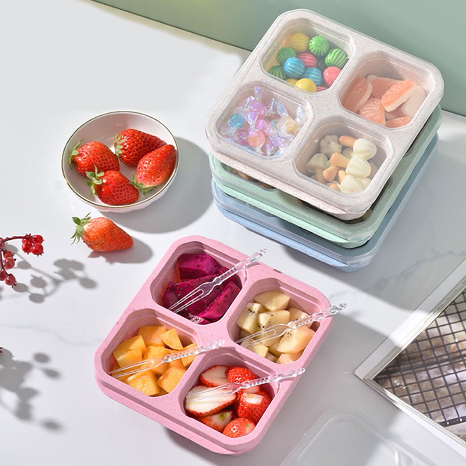 30 Stück Bento-Snackboxen Mit 4 Fächern - Transparent, BPA-frei, Ideal Für Meal Prep & Unterwegs
