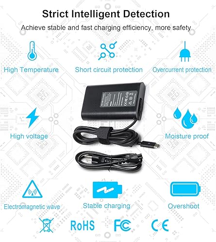 Miniatura 6 de Cargador USB-C tipo C de 65 W para Dell XPS 13 9350 9360 9365 9370 9380 12 9250 Latitude 7275 7370 5175 5285 5290 7390 2 en 1 LA65NM170 HA66 5NM17 0