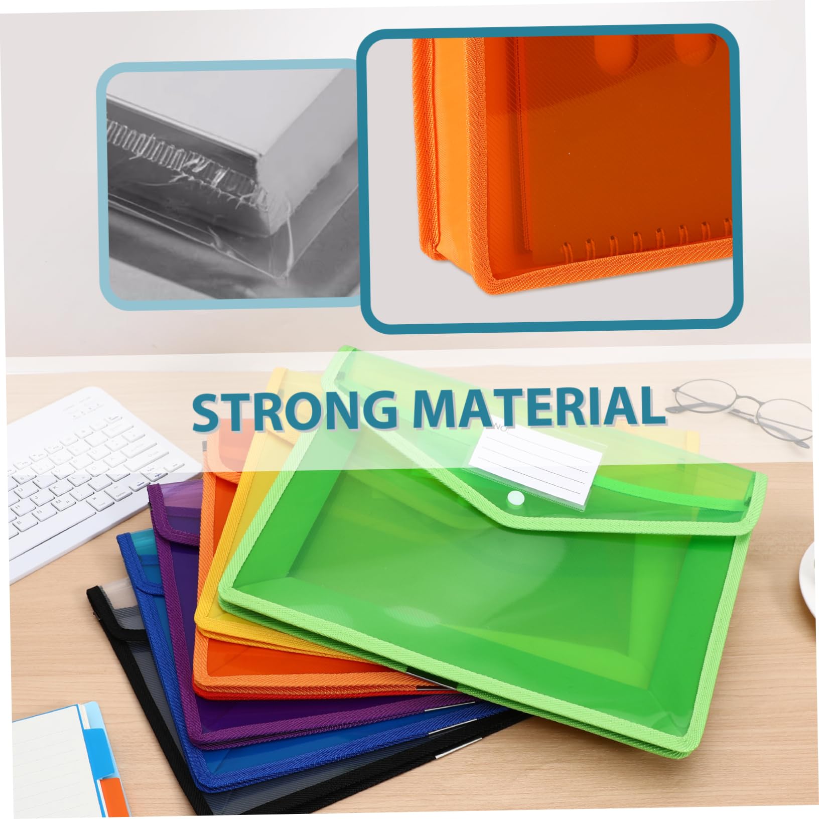 7pezzi Buste in Plastica Trasparenti con Bottone Formato Organizer per Documenti Buste per File per Ufficio Scuola e Uso Domestico