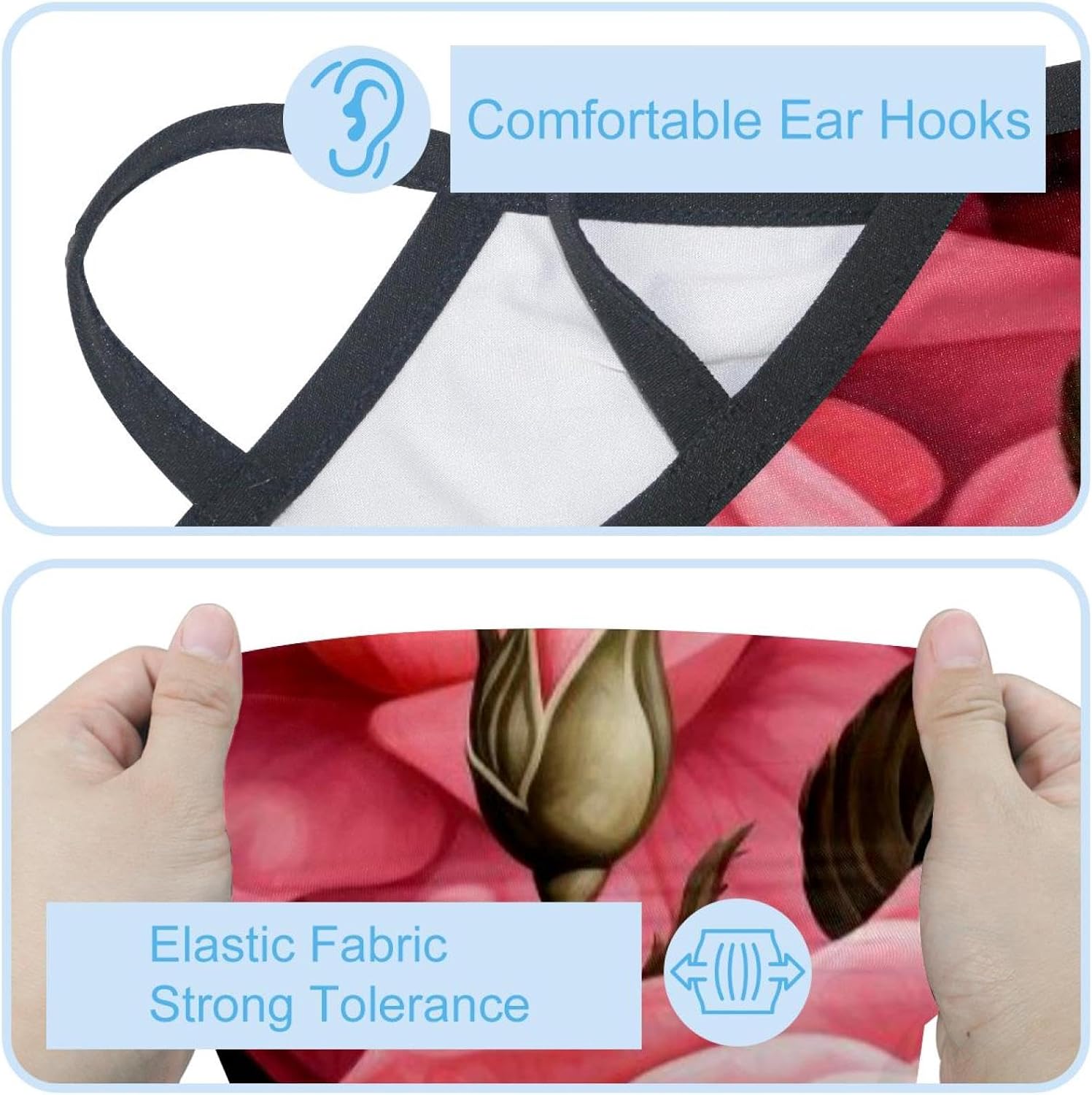 4 Pack Rose Neck Gaiter Face Cover Scarf, Breathable Sun & Wind-proof for Skiing Fishing Hiking Cycling