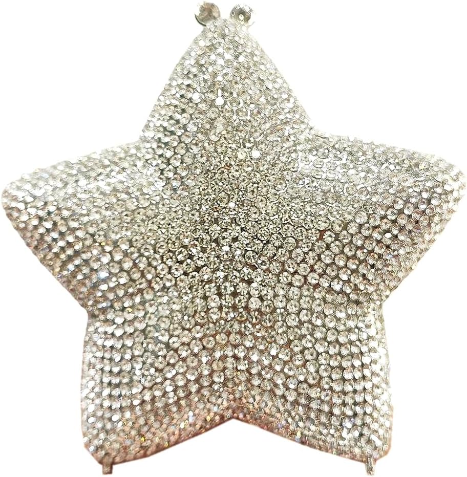Women Rhinestone Star Shape Clutch Purse Unique Crystal Evening Bag Luxury Chain Handbag for Wedding Cocktail Party | Rhinestone, Star Shape, Crystal, Luxury, Chain, Wedding