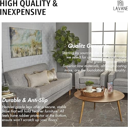 Miniatura 4 de La Vane - Juego de 4 patas de madera maciza cónicas M8 para muebles, de repuesto, para muebles, con perno preperforado de 516 pulgadas, placa de