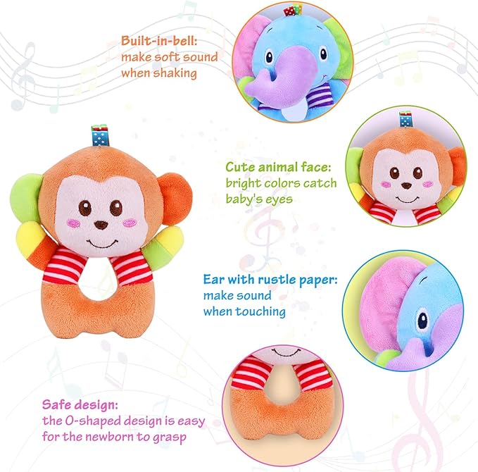 Vacoulery Sonajero de Juguete Muñeca de Peluche, 2 Piezas ...