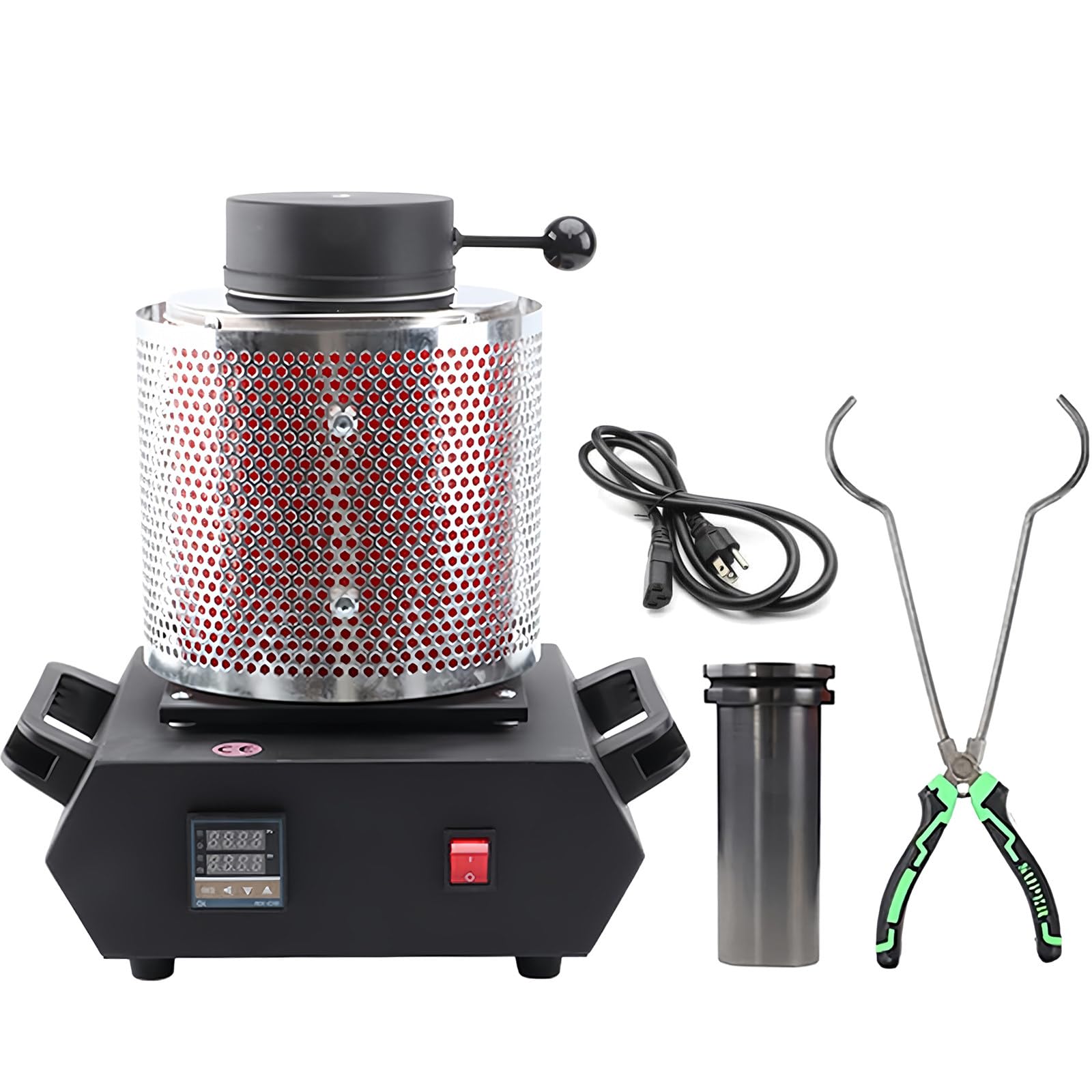SICWEDIM Electric Melting Furnace, 1750W Electric Gold Smelting Furnace Kit, 2102℉/1150℃ Electric Furnace with 1kg/2kg/3 kg Graphite Crucibles for Melting Scrap, Gold, Silver, Copper (2kg 220V)