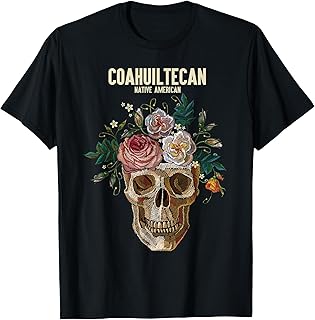 Coahuiltecan American Indian Tribe Floral Tribal Skull Retro T-Shirt